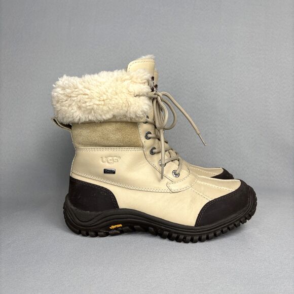 Womens UGG Boots Sz 8 Sand Adirondack II Fur Cuff Snow Water Weather-Proof $250 - Picture 4 of 15